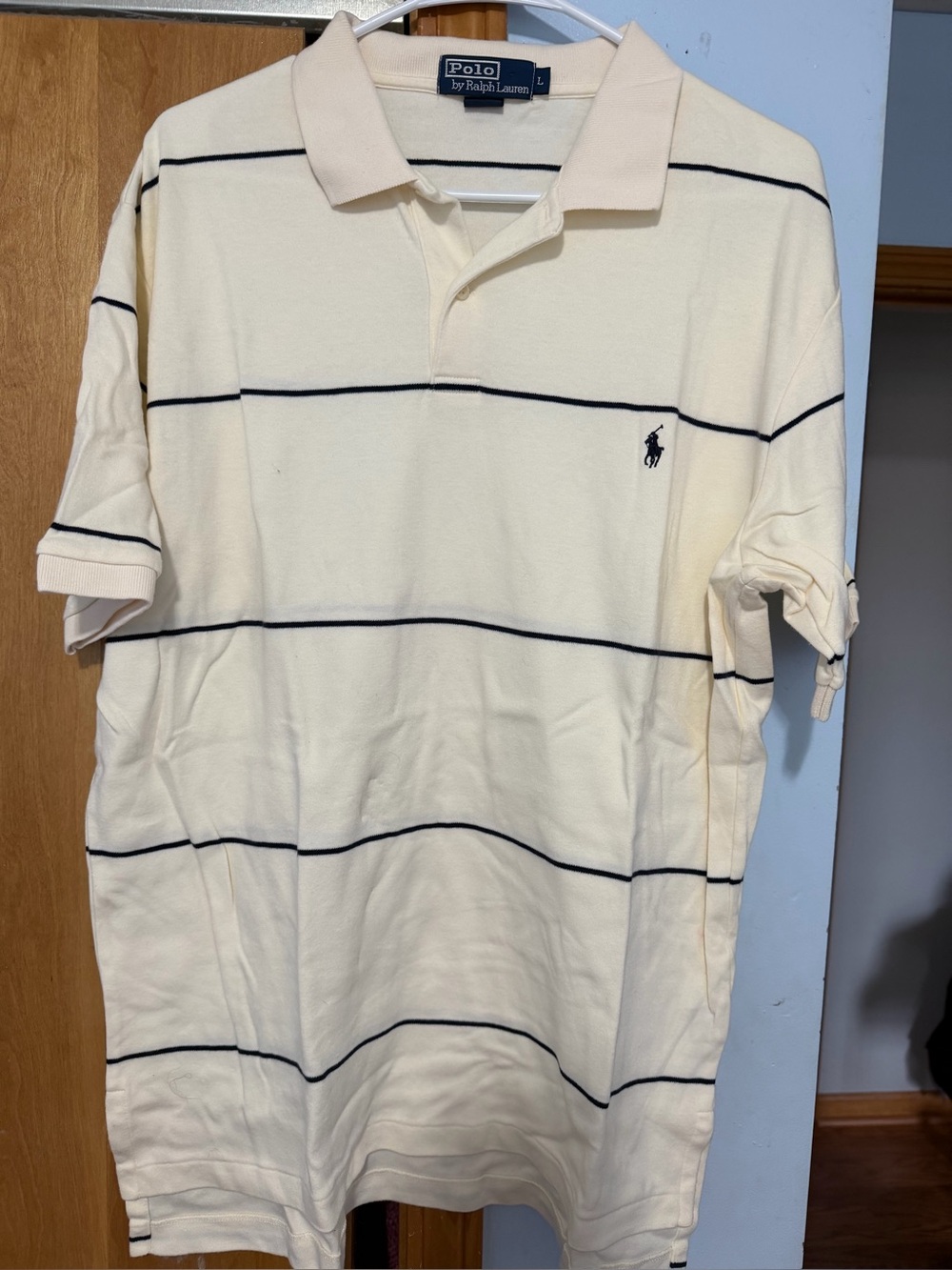 Polo by Ralph Lauren Cream Polo with Navy Stripes